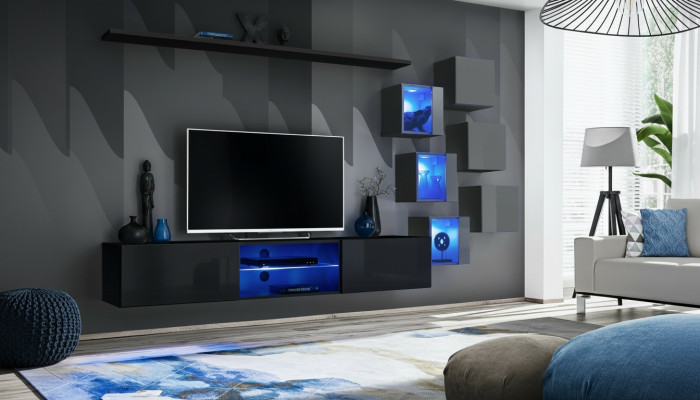 TV stojan stěnová jednotka komoda luxusní sada moderní designérské police kompletní