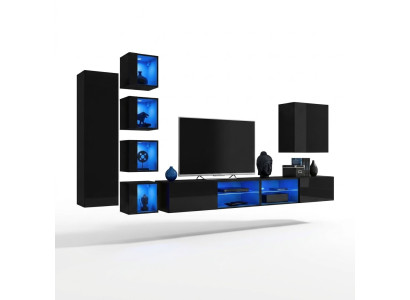 Garnitur Wohnwand Komplett Holzmöbel Modern Designer Set Wandschrank Einrichtung