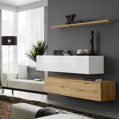Návrhář nábytku Braun 2x skříň na zeď Nábytek z luxusního dřeva Set obývacího pokoje.