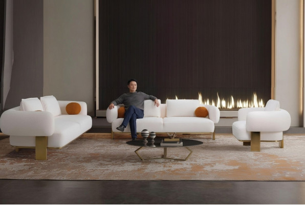 Sofa sestava 2x třísedák potah na sedadlo Set pohovka 3 kusy Design Sofa Nový obývací pokoj
