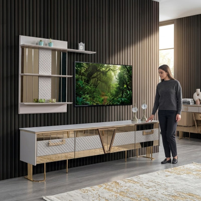 Moderní design šedá obývací stěna dřevěná stěna police kompletní TV stojan nábytek