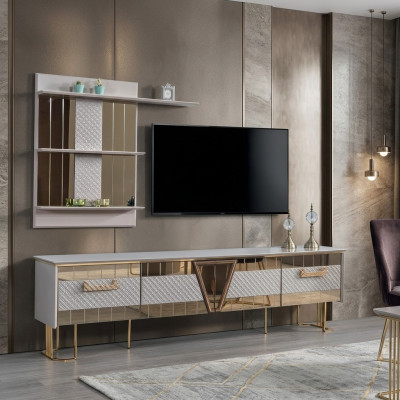 Moderní design šedá obývací stěna dřevěná stěna police kompletní TV stojan nábytek
