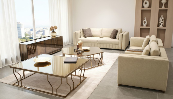 Obývací pokoj Set Sofa Dvoumístné Moderní Sofa Třímístné Potah Nábytek Konferenční Stolek