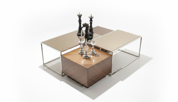 Luxusní stolk do obývacího pokoje z masivního dřeva s designem skla Moderní Nový