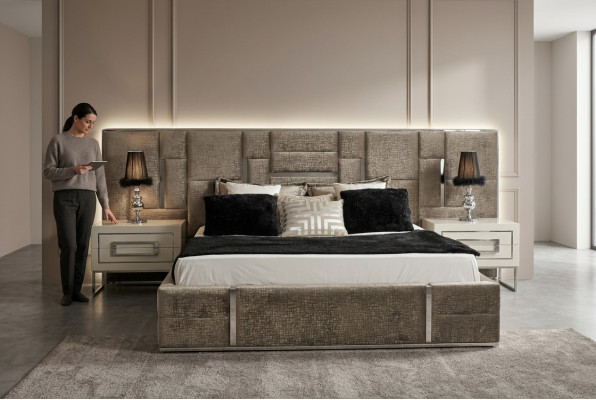 Luxus Schlafzimmermöbel Komplett Möbel 3tlg Doppelbett 2x Nachttische