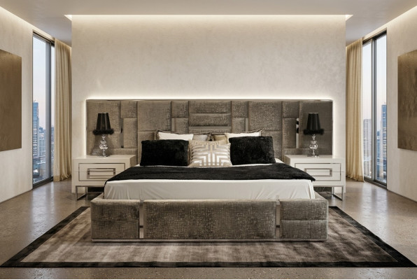 Luxus Schlafzimmermöbel Komplett Möbel 3tlg Doppelbett 2x Nachttische