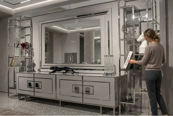 Luxusní obývací stěna Moderní design Nábytek Dřevo s sklem Obývací nábytek