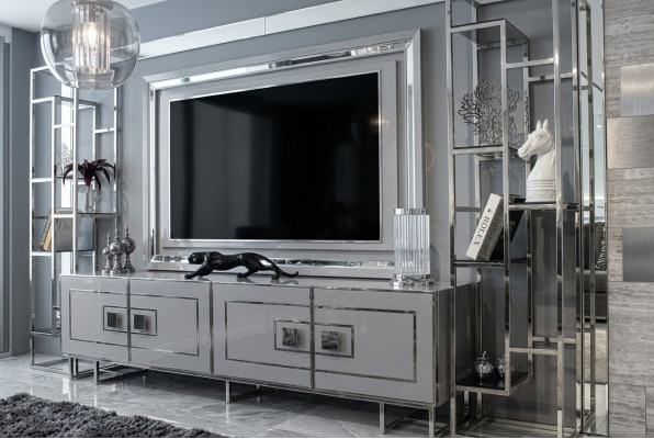 Luxusní obývací stěna Moderní design Nábytek Dřevo s sklem Obývací nábytek