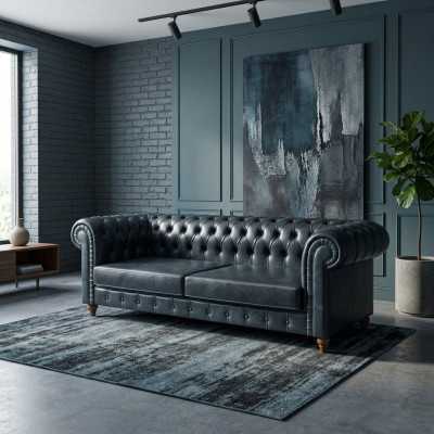 Moderní pohovka Chestefield Sofa Couch Trojsedák Luxusní Oblečené nábytkové sady Návrháři.