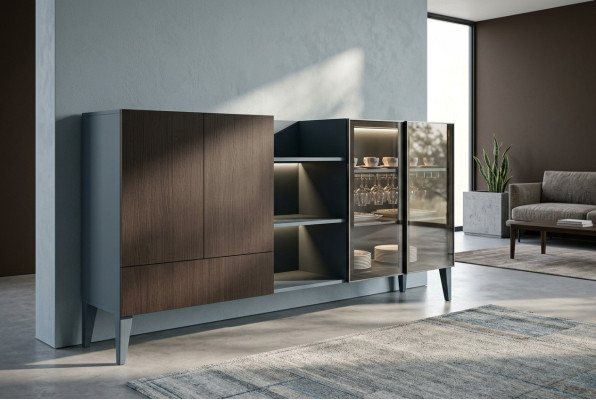 Modernes Sideboard Holzmöbel Anrichte Kommode braun Schwarz Neu