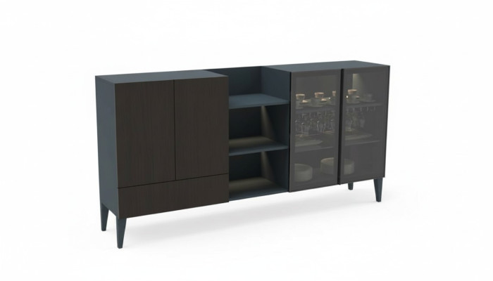 Modernes Sideboard Holzmöbel Anrichte Kommode braun Schwarz Neu