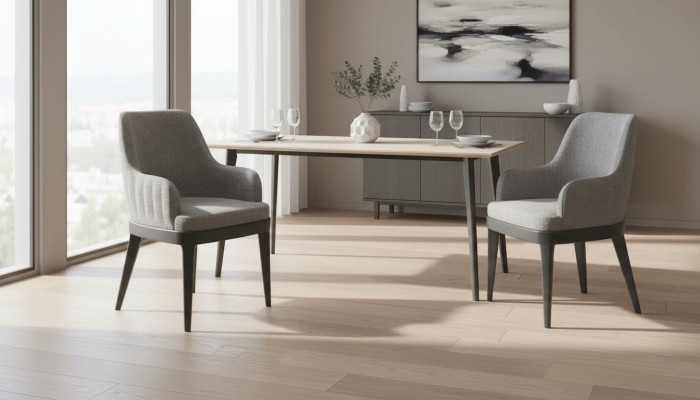 Moderner Stühle Stoff Holz Design Stuhl Lehnstuhl Luxus Polster Textil