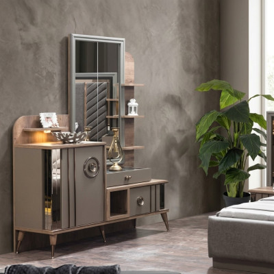 Design Toaletní stůl se zrcadlem Luxus Ložnice Nábytek 2 kusy. Nový