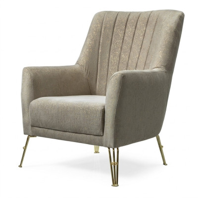 Design sedačka Luxus Beige křeslo Relax dřevo s nerezovou ocelí křeslo nové