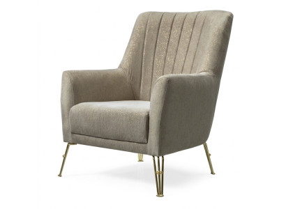 Design sedačka Luxus Beige křeslo Relax dřevo s nerezovou ocelí křeslo nové
