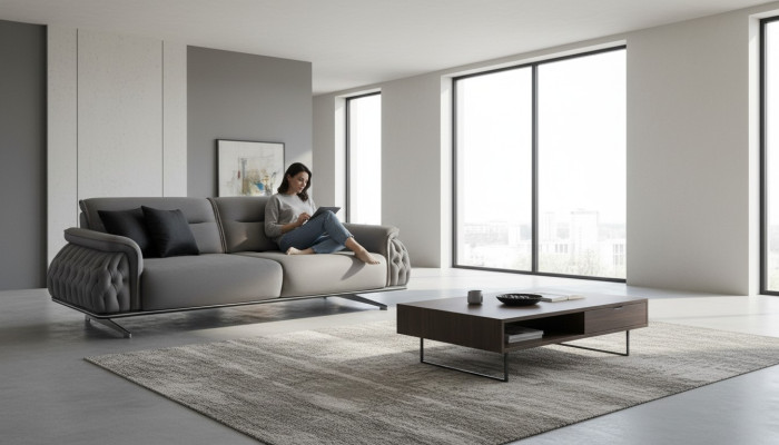 Designer měkká 3-místná pohovka pro obývací pokoj textilní nábytek nový luxus
