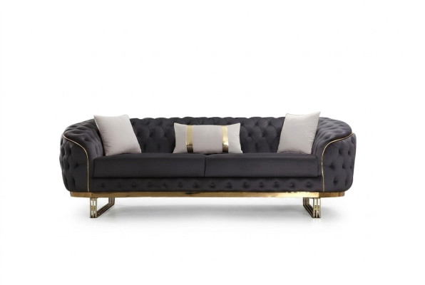 Designer Sofa 3 Sitzer textil Couch Polster Sofas Design Braun Chesterfield