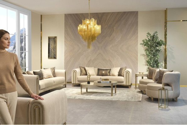Sofa sestava 3+3+1 sedadel potahovaná setem čalouněných sedaček designová pohovka nová 4 dílná látková