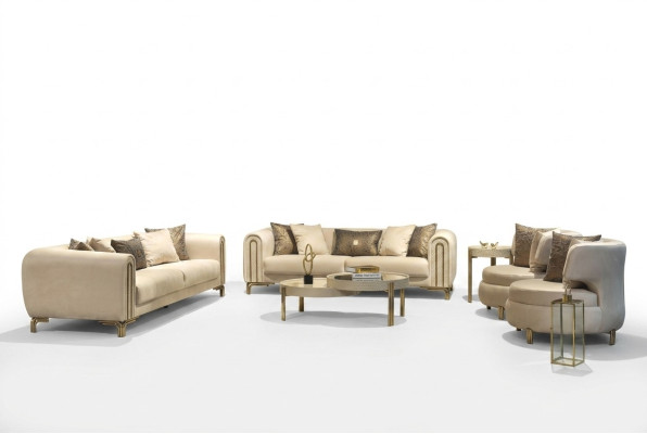 Sofa sestava 3+3+1 sedadel potahovaná setem čalouněných sedaček designová pohovka nová 4 dílná látková