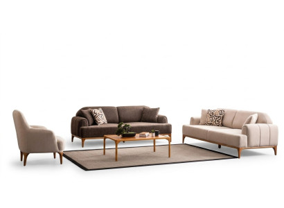 Moderne Beige Sofagarnitur 3+3+1 Sitzer Wohnzimmer Möbel Luxus Set Sofa