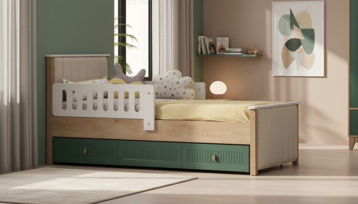 Elegantní dětská postel 200 cm dřevěná moderní postel pro dětský pokojenci