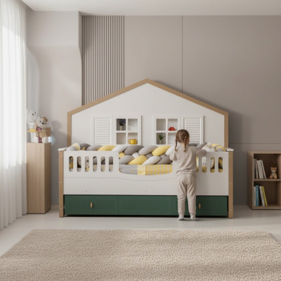 Bettrahmen Kinderbett 200 cm Bett Kinderzimmer Bettgestelle Helles Holz