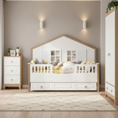 Perfekte Kinderzimmer Bettrahmen Kinderzimmermöbel Helles Holz Neuheit