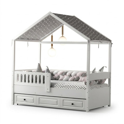 Kinderbett Holzbett Funktionsbett Ausziehbares Bett 200 Holz Weiß Neu