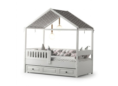 Kinderbett Holzbett Funktionsbett Ausziehbares Bett 200 Holz Weiß Neu