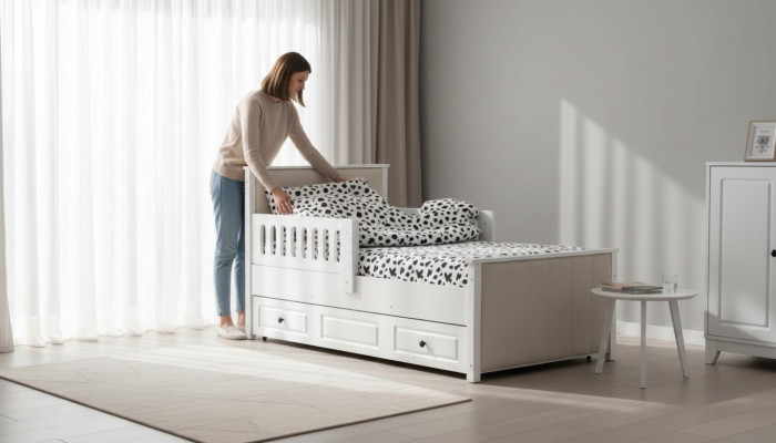 Kinderbett Holzbett Funktionsbett Ausziehbares Bett 200 Holz Weiß