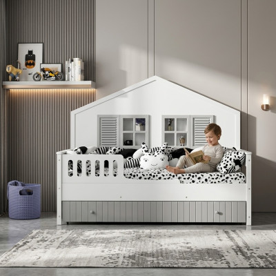 Moderní dětská postýlka šedé barvy Luxusní design nábytek pro nejmenší