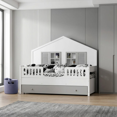 Moderní dětská postýlka šedé barvy Luxusní design nábytek pro nejmenší