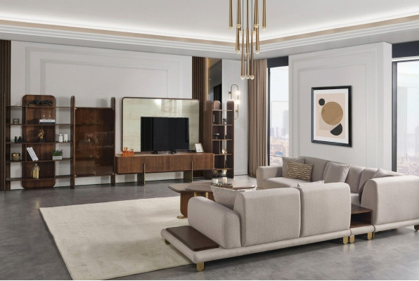 Stilvoll Wonzimmer Set Besteht aus Wohnwand Couchtisch und Beistelltisch