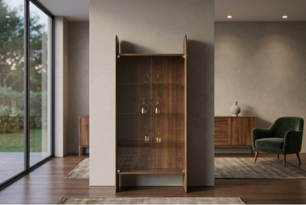 Vitrine Luxus Schrank Holz Stil Braun Glas Neu Schränke Glasschrank