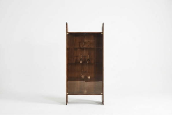 Vitrine Luxus Schrank Holz Stil Braun Glas Neu Schränke Glasschrank