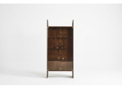 Vitrine Luxus Schrank Holz Stil Braun Glas Neu Schränke Glasschrank