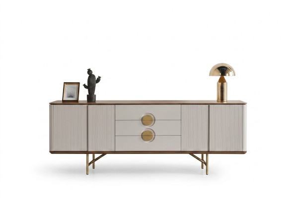 Perfekte Esszimmer Set Besteht aus Beige Anrichte und Spiegel 2tlg. neu