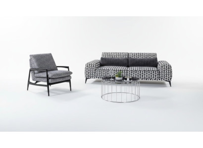 Graues Wohnzimmer Textilsofa 3-Sitzer Couchen Luxus Lounge Sessel 2tlg