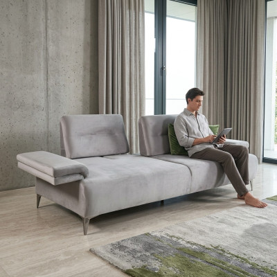 Přeloženo do češtiny: Světle béžová pohovka designový 3-místný obývací pokoj elegantní sedačky moderní pohovky