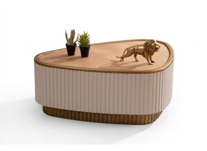 Dreieckiger Couchtisch Weiß-Braune Wohnzimmer Couchtische Holztische