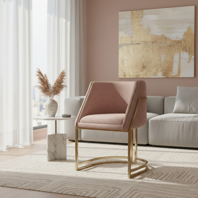 Luxuriöser Beiger Edelstahlstuhl Esszimmer Möbel Armlehnen Einsitzer