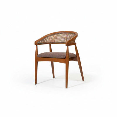 Brauner Luxus Stuhl Holzrahmen Esszimmer Designer Stühle Armlehnenstuhl