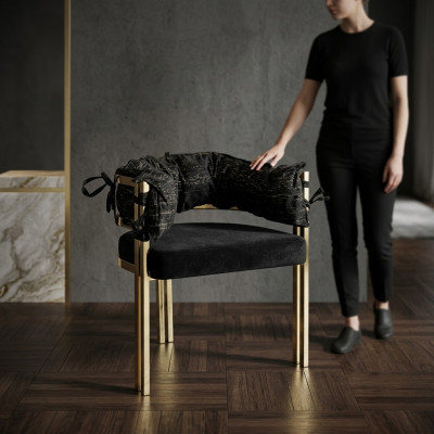 Černá kovová židle designer jídelní křesla luxusní židle z nerezové oceli.