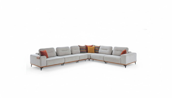 Graues Ecksofa Exklusives L-Form Garnitur Luxuriöse Wohnzimmer Möbel