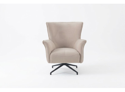 Beiger Wohnzimmer Einsitzer Designer Relax Polster Sessel Metallfüße