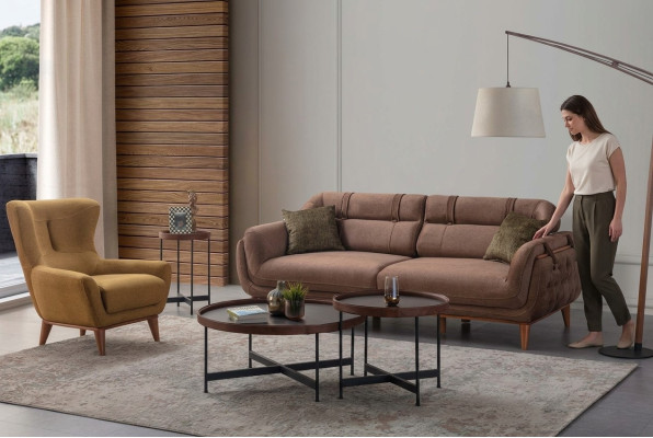 Elegantní obývací pokoj, designová sedací souprava, sada 3+1