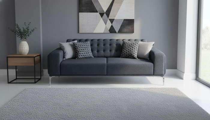 Chesterfield Grauer 3-Sitzer Wohnzimmer Dreisitzer Textil Couchen Neu
