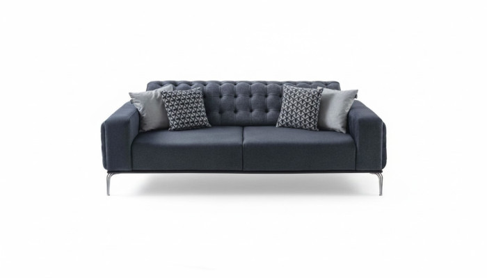 Chesterfield Grauer 3-Sitzer Wohnzimmer Dreisitzer Textil Couchen Neu