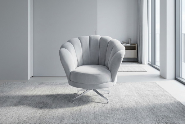 Designer Grauer Sessel Wohnzimmer Edler Einsitzer Luxus Edelstahlfüße