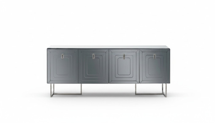 Šedá obývací sestava Luxus Dřevěný nábytek 4-dveřová designová komoda